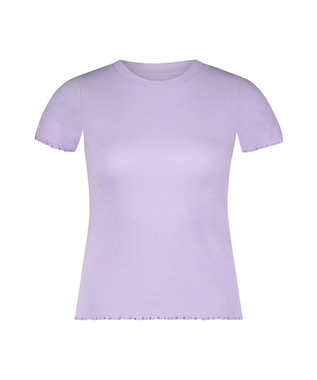 Kort&aelig;rmet bluse i bomuld, Lilla