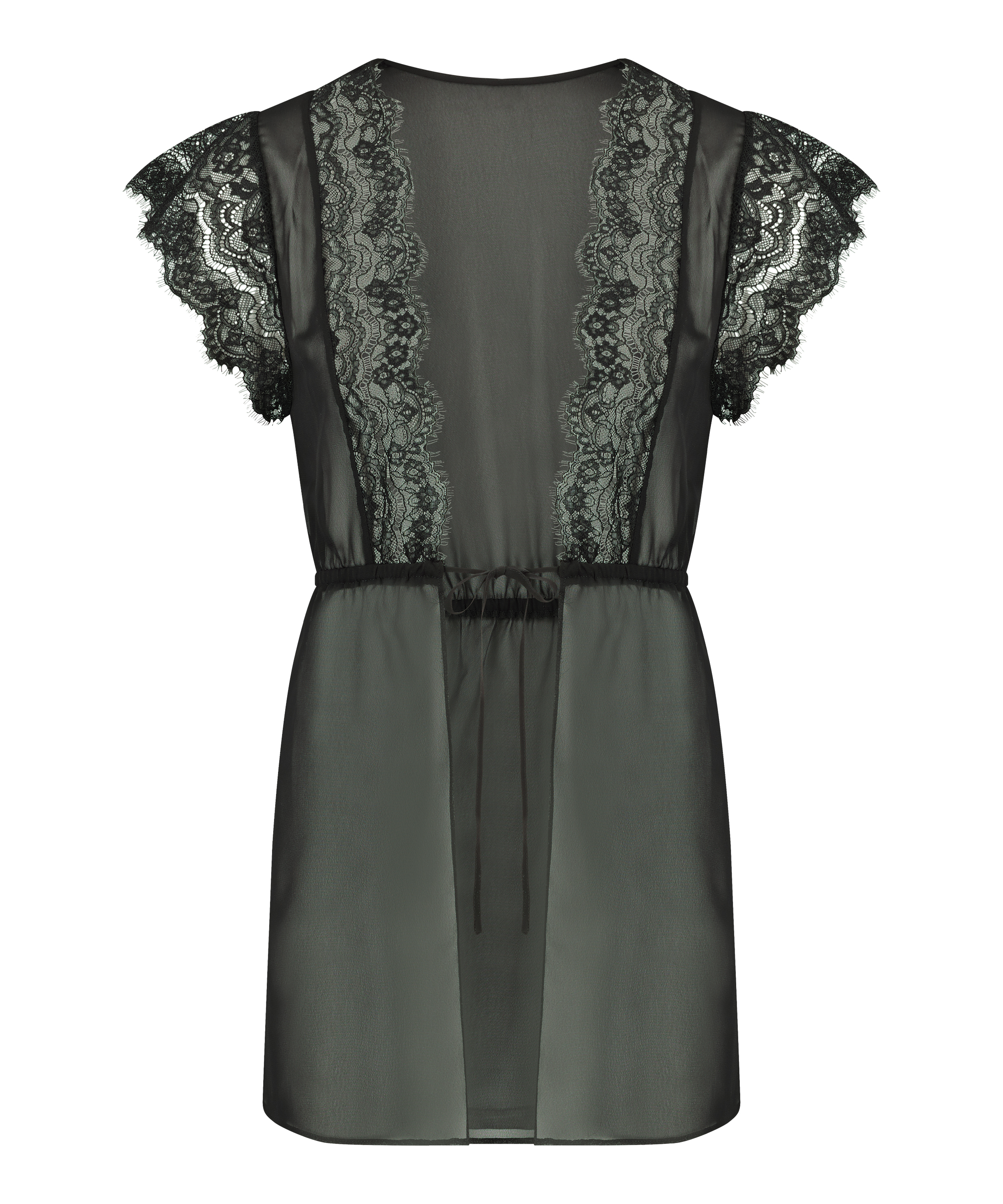 Kort kimoni i satin Candance, Sort, main