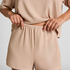 Pyjamasshorts i b&oslash;rstet jersey, Beige