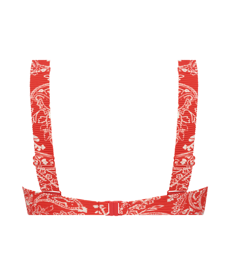 Paisley bikinitop ikke-formst&oslash;bt med b&oslash;jle, R&oslash;d