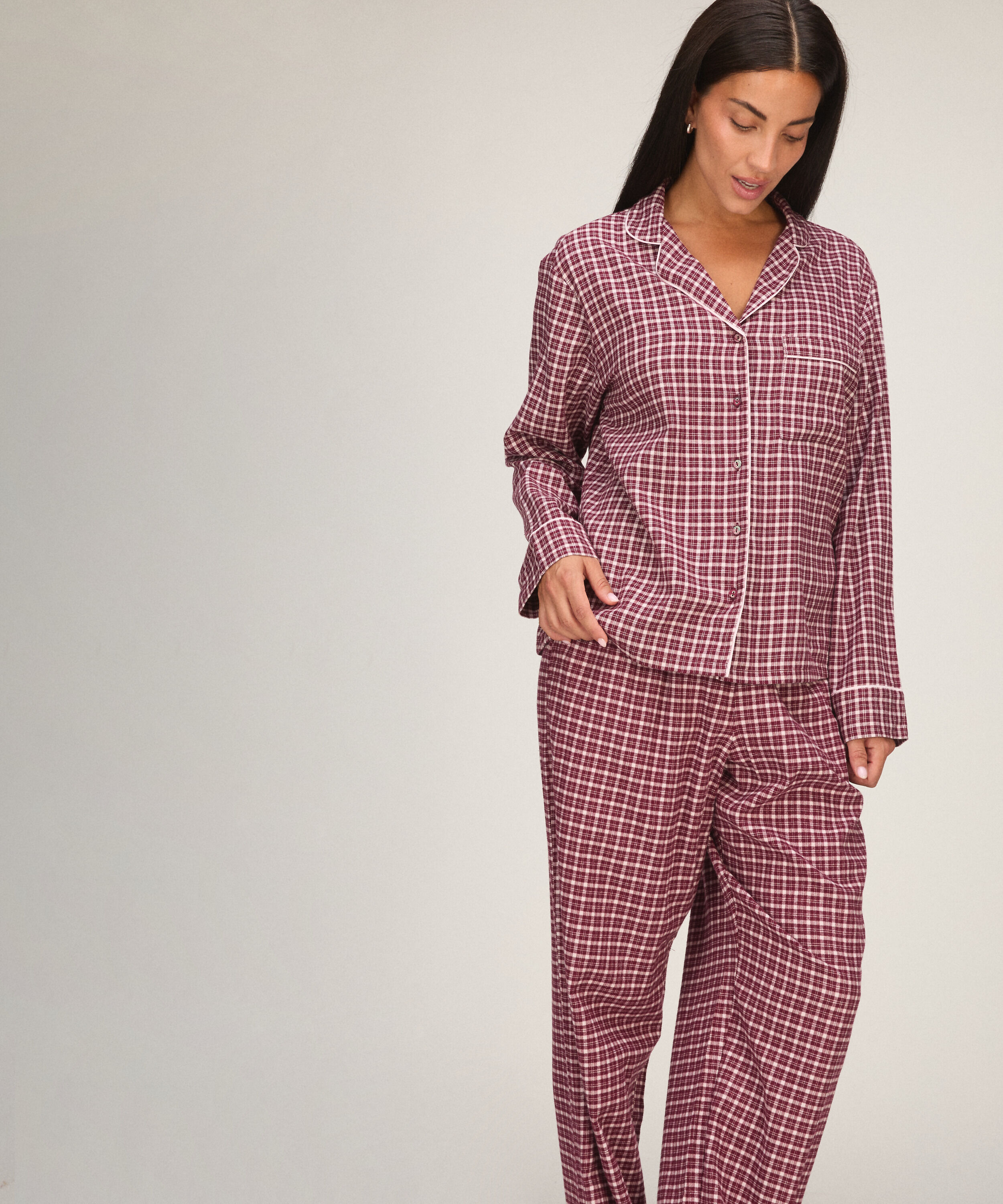 Pyjamaskjorte Longsleeve Woven, Lyserød Pyjamaskjorte Longsleeve Woven, Lyserød