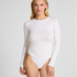 Langærmet top i blød bomuld, Hvid
