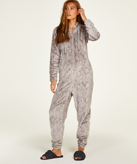 Onesie Flannel fleece, Grå