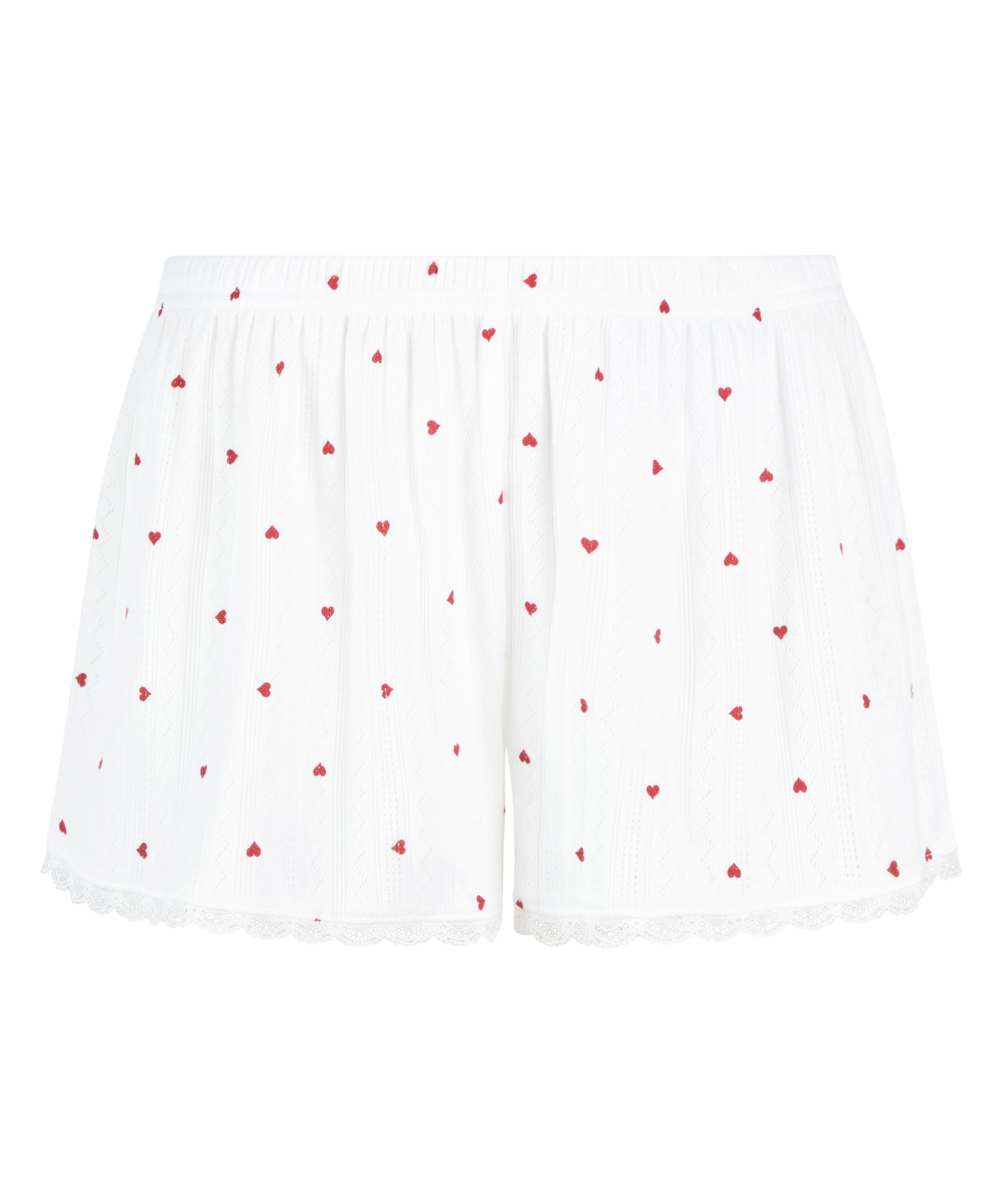 Pyjamasshorts Pointelle, Hvid
