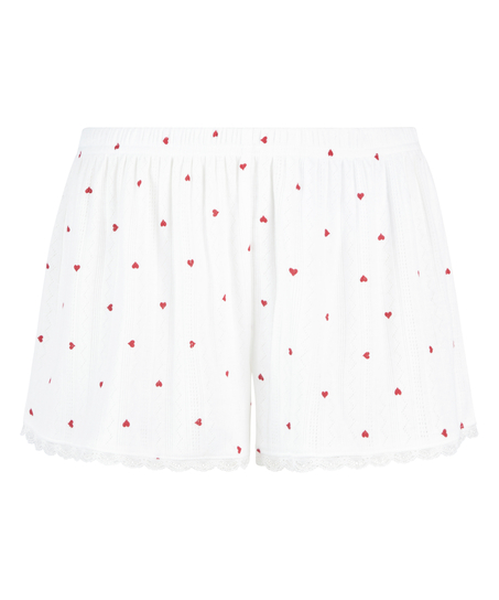 Pyjamasshorts Pointelle, Hvid