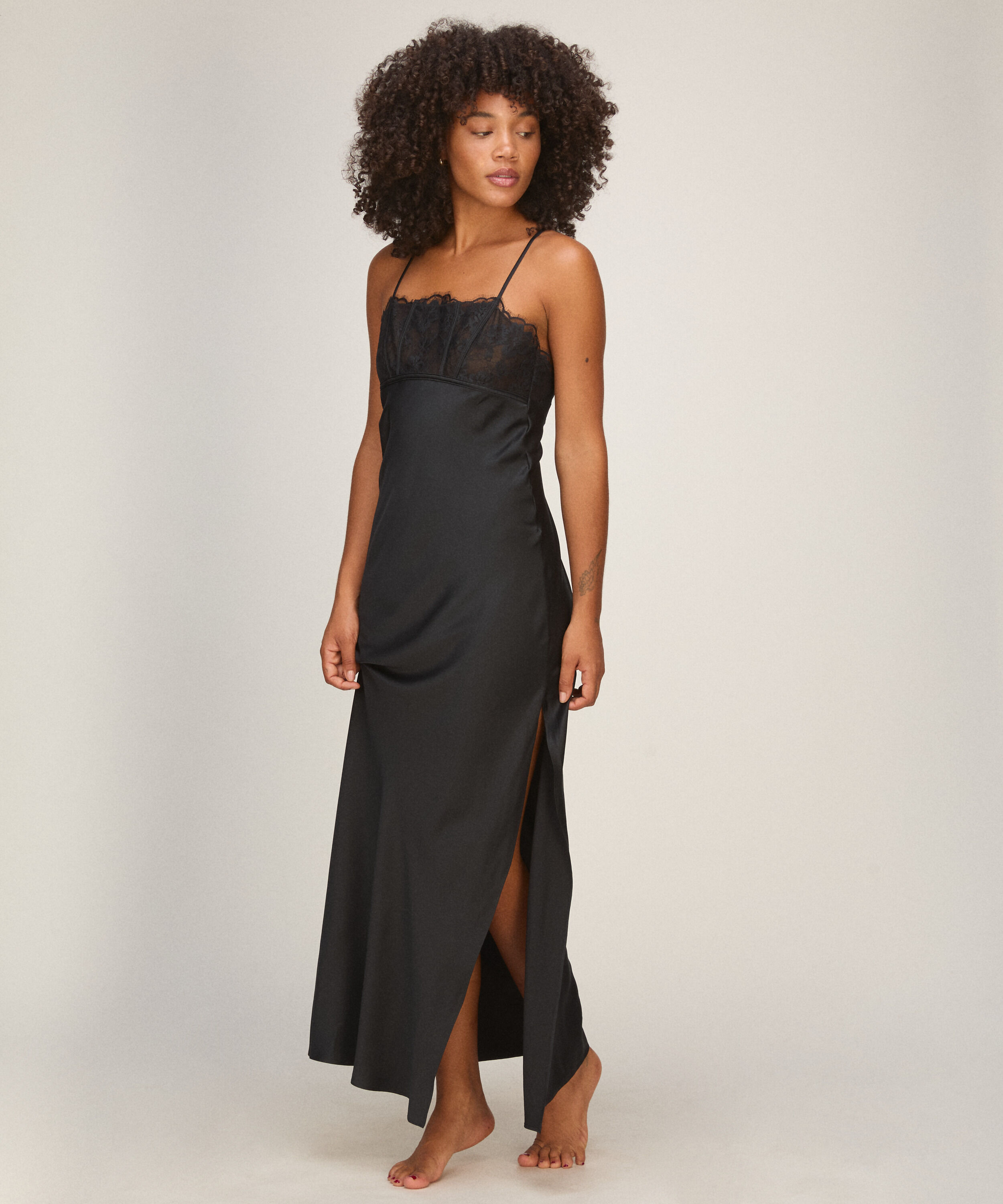 Lang Slip dress Lana, Sort