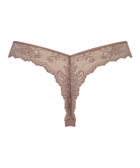 Usynlig g-streng Lace Back, Brun