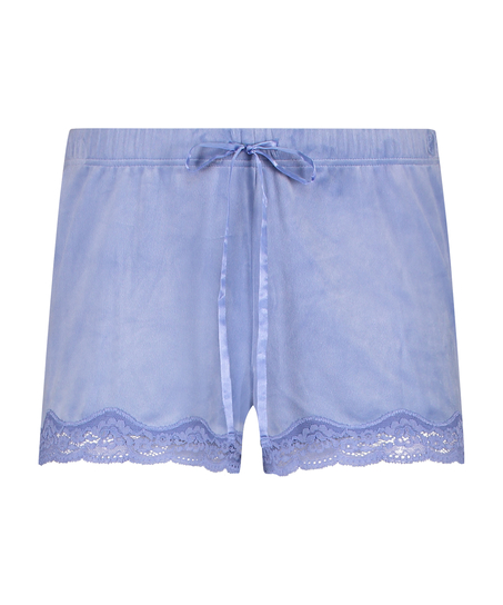 Shorts velour Lace, Bl&aring;