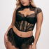 Peplumtop Lace Camille, Sort
