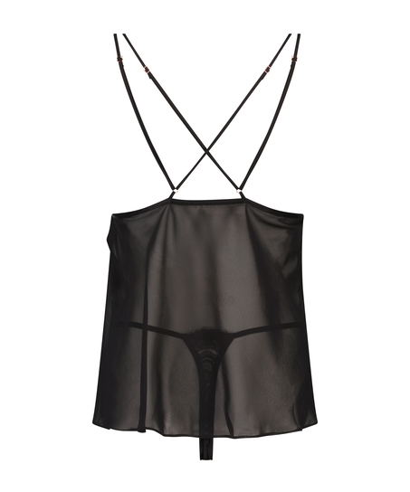 Babydoll Chiffon Lace, Sort