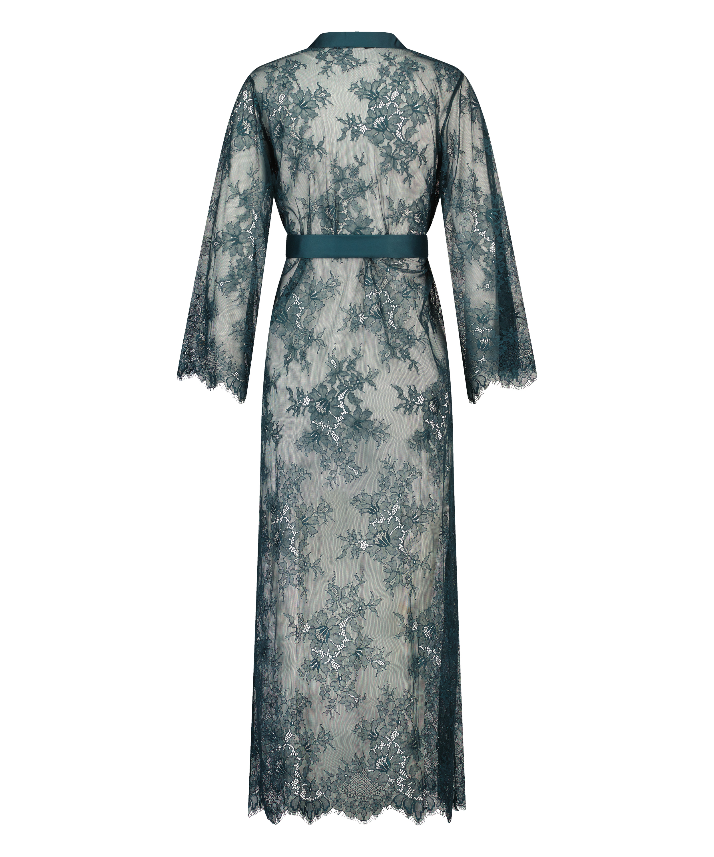 Allover Lace lang kimono, blå, main