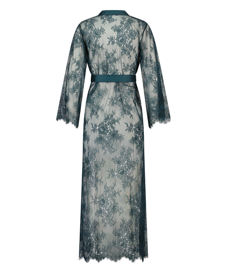 Allover Lace lang kimono, blå