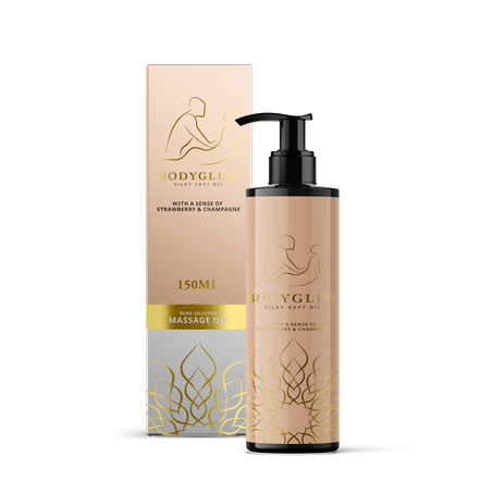 BodyGliss - Massageolie med jordbær og champagne 15 ml, Beige