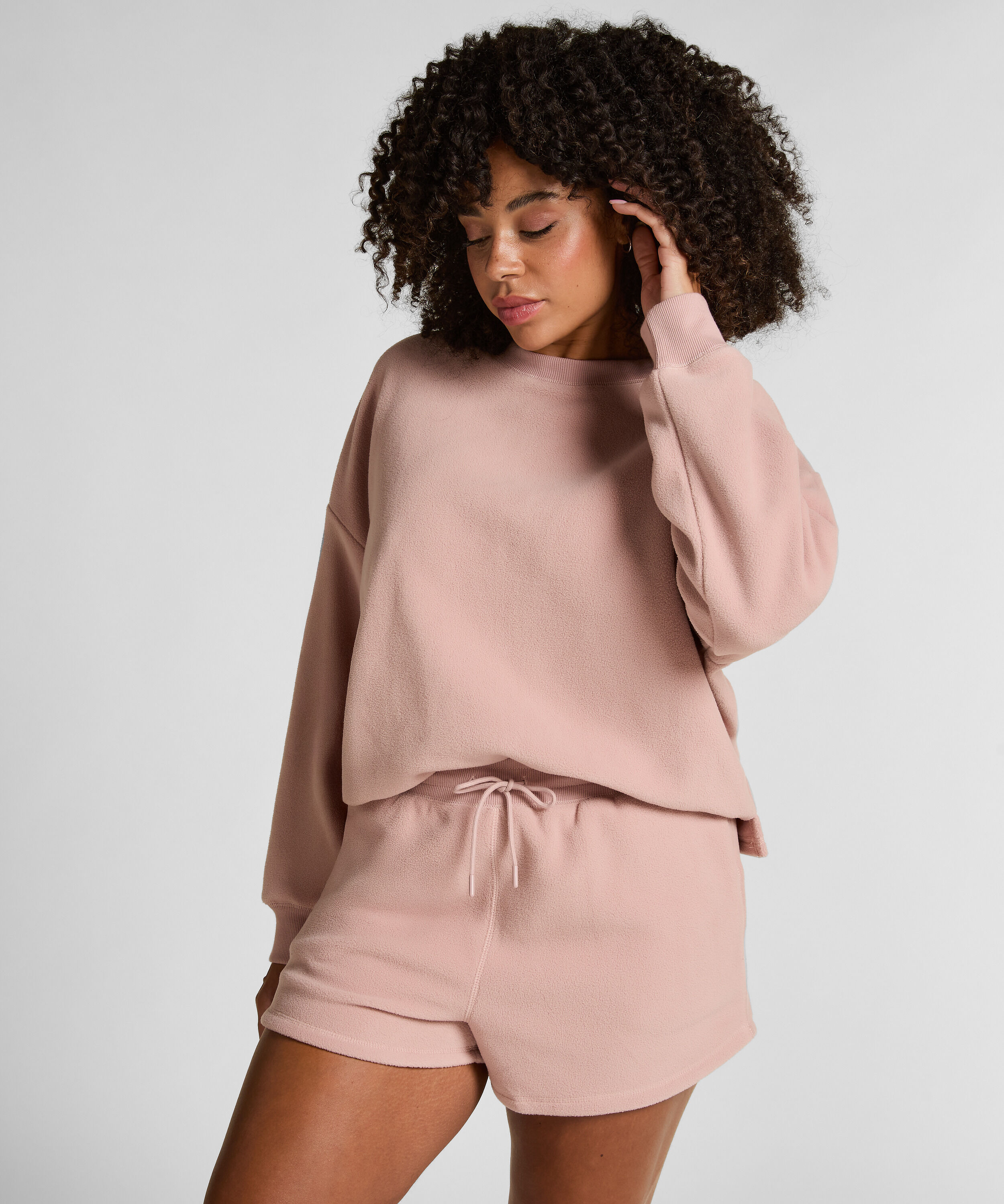 Short sporty fleece, Lyserød