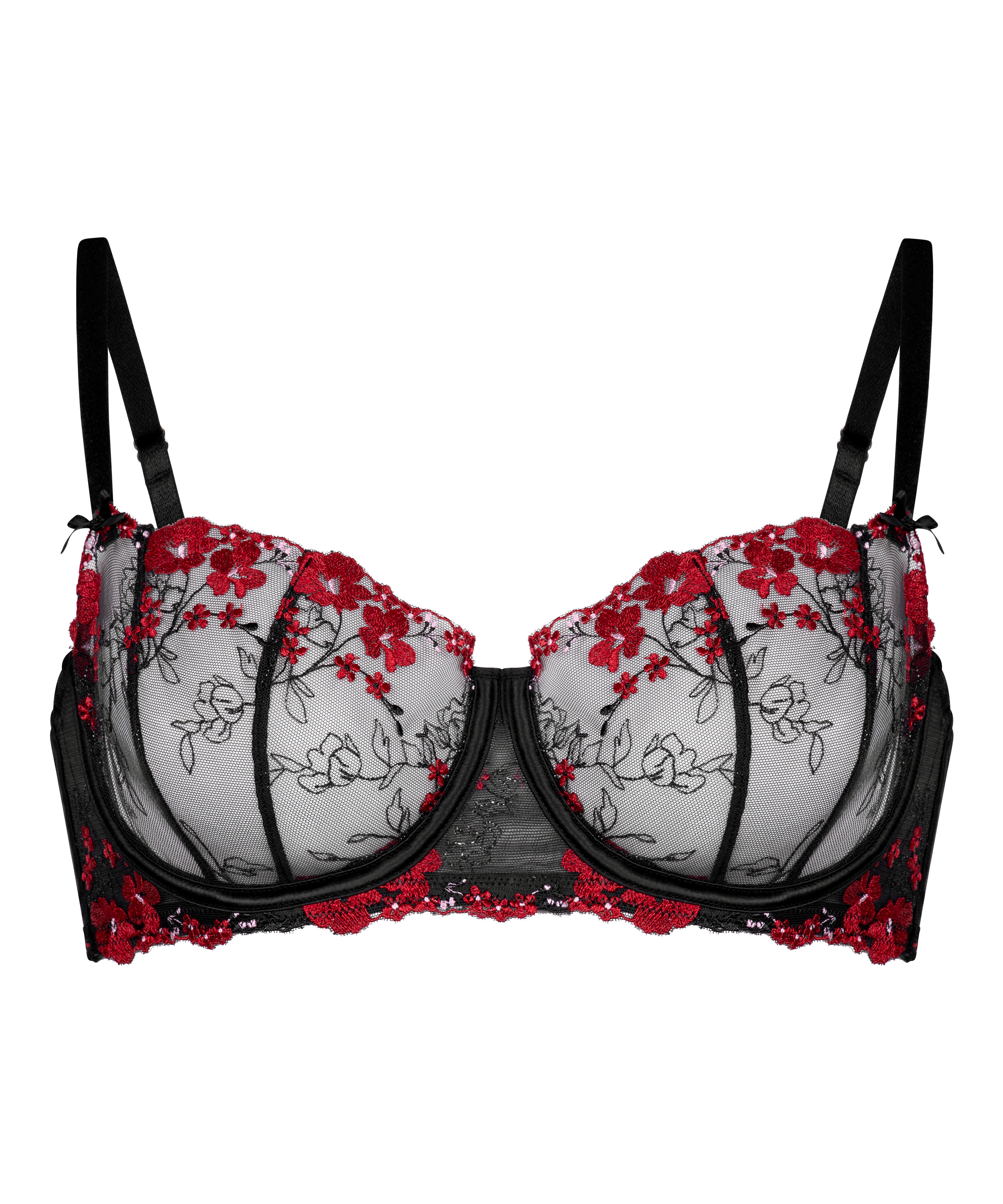 Ikke-formst&oslash;bt b&oslash;jle-bh med p&aelig;oner, Sort, main