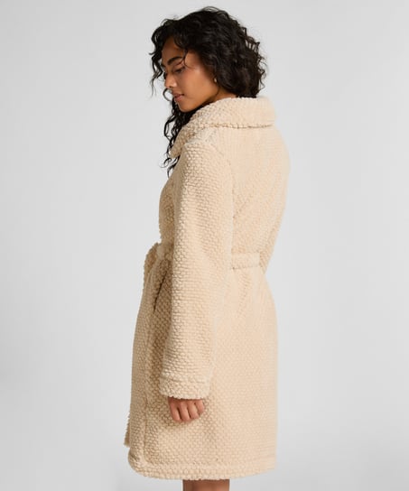 Badekåbe i fleece med lynlås, Hvid