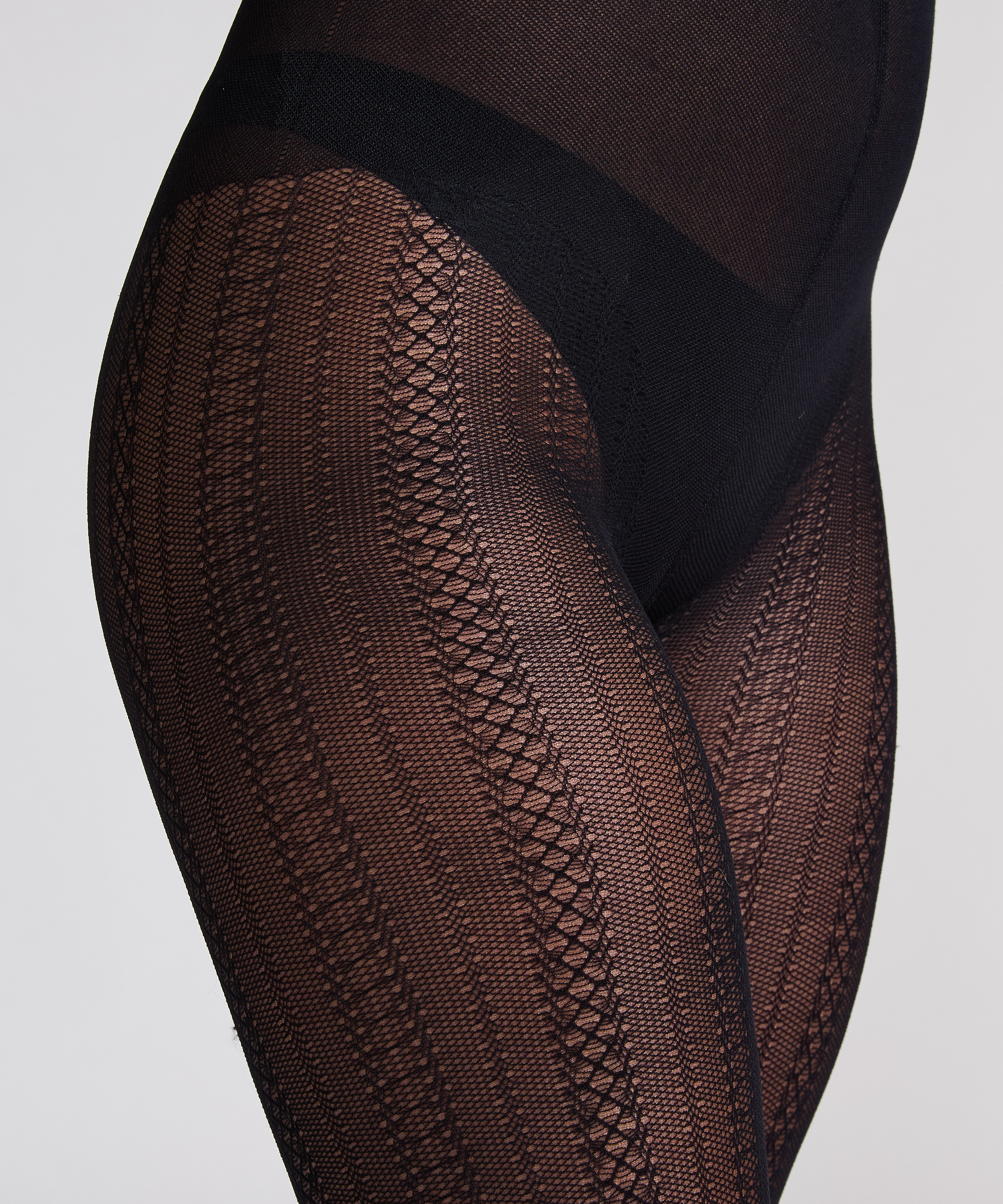 Strømpebukser med grafisk stribe, Sort, main