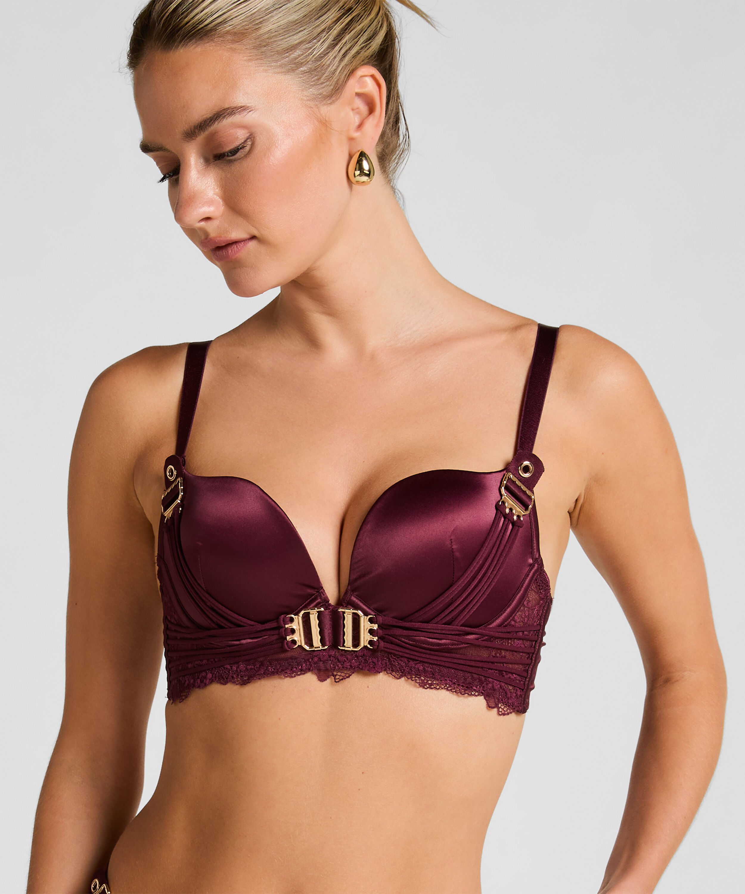 Formstøbt longline push-up-bøjle-bh Avela, Rød