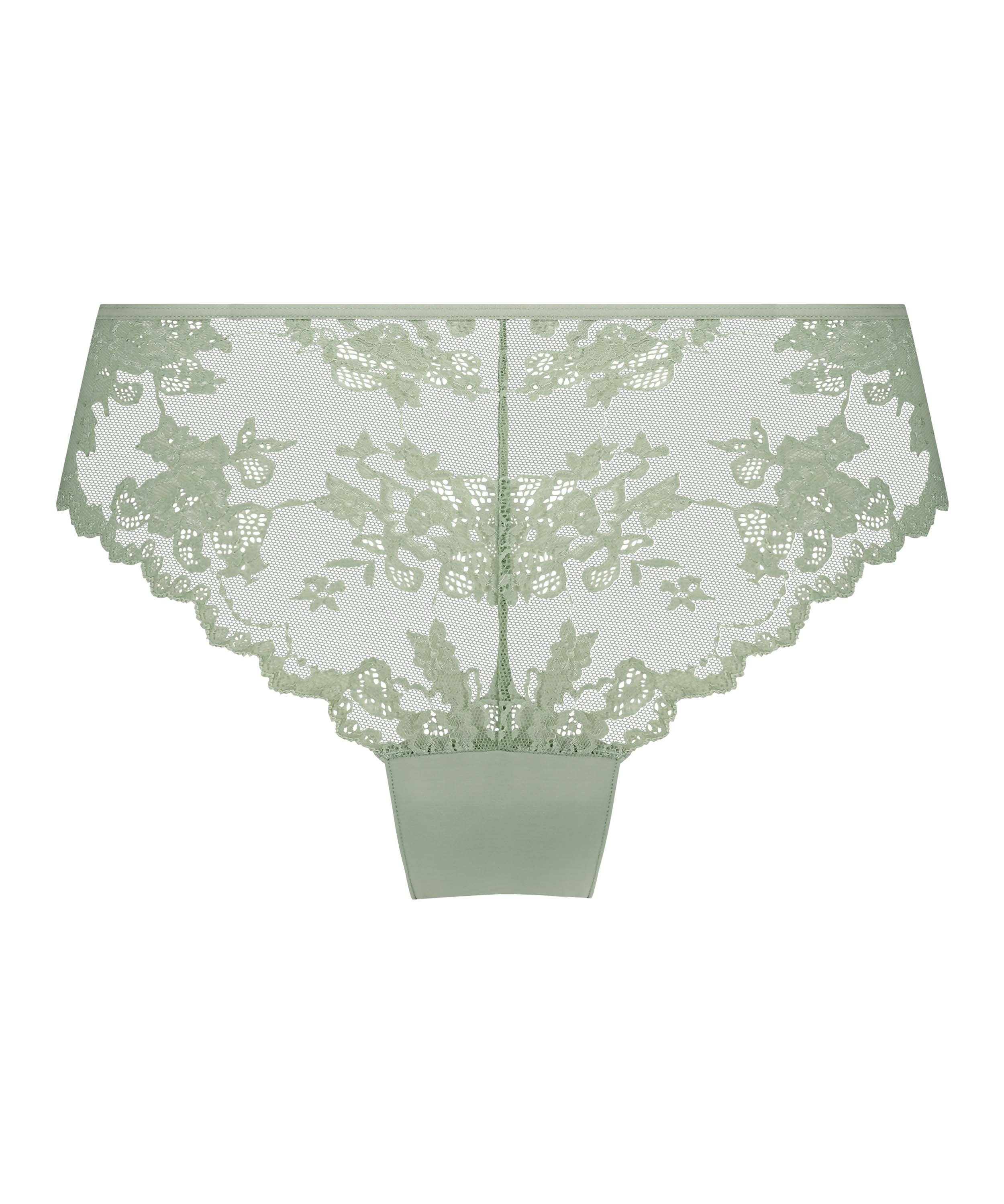 Usynlig brasiliansk trusse Lace Back, Grøn, main