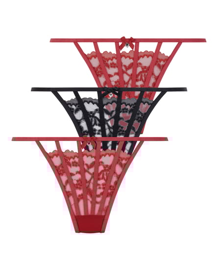 3-pack g-streng, R&oslash;d