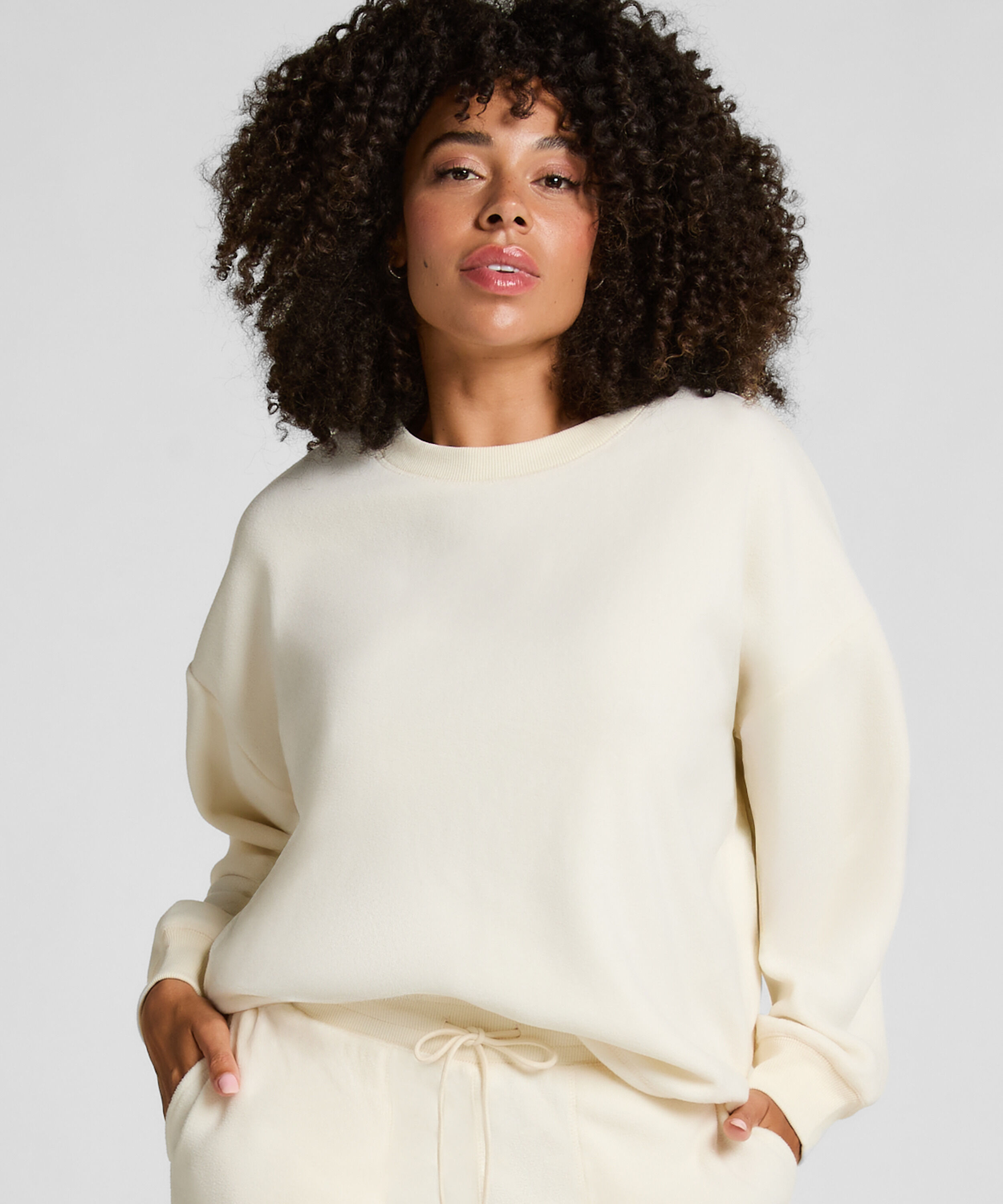 Top Sporty Fleece, Hvid Top Sporty Fleece, Hvid