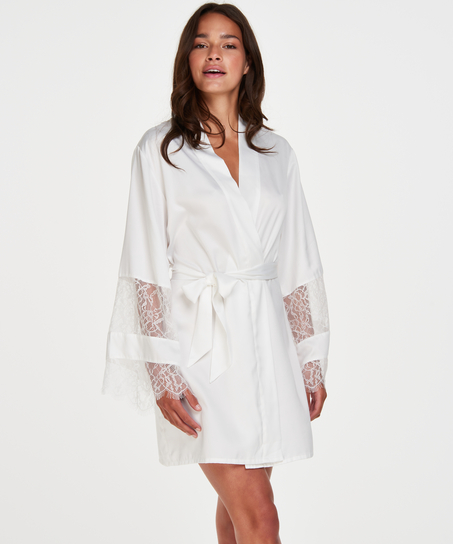Kimono satin Bridal, Hvid