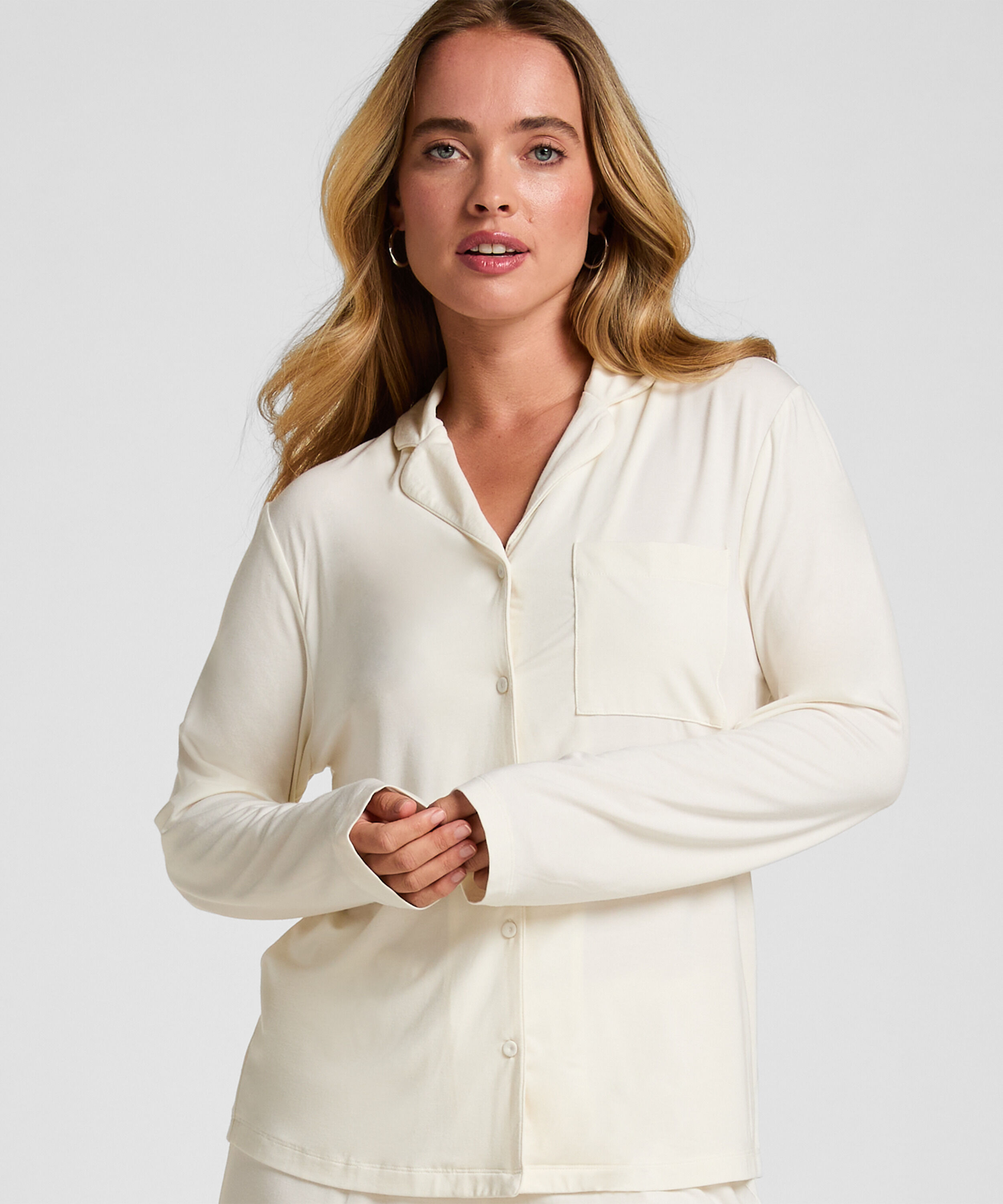 Langærmet jerseyjakke Essential, Hvid