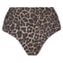 Fræk Leopard bikiniunderdel med høje ben, Beige