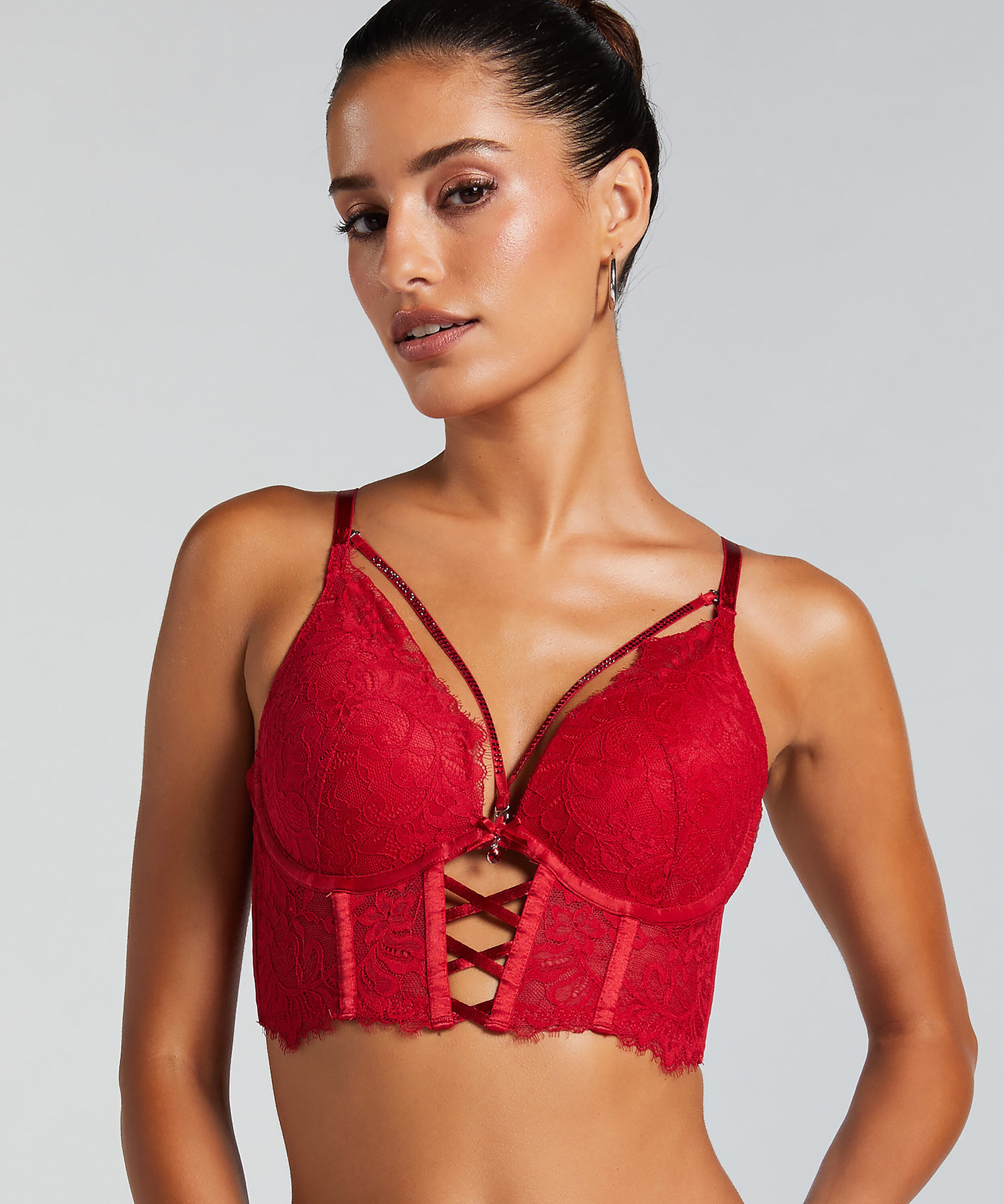 Formstøbt longline push-up-bøjle-bh Charlotta, Rød