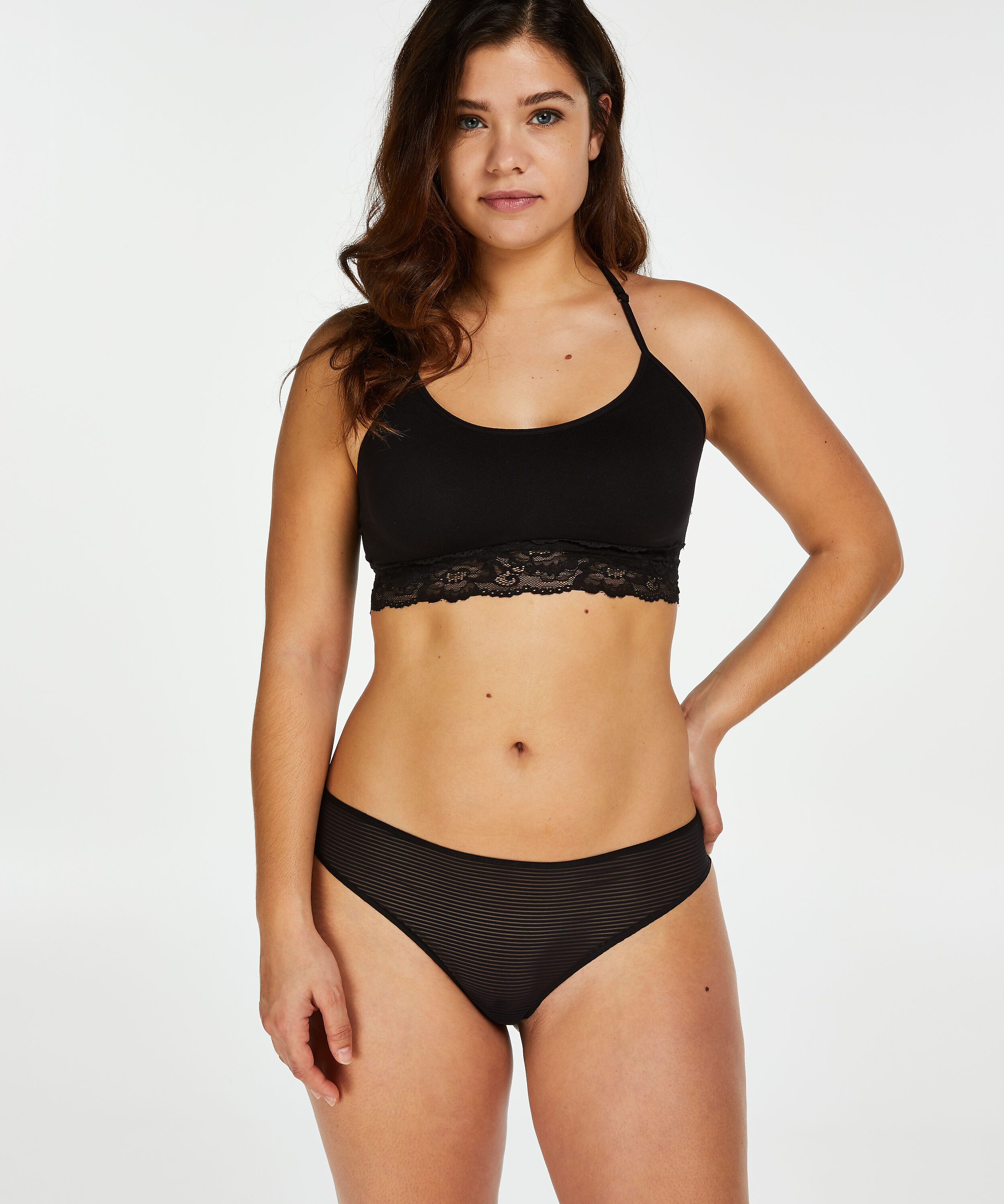 Stripe Mesh usynlig g-streng, Sort