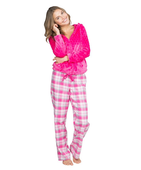 Pyjama pants Teddy check, pink