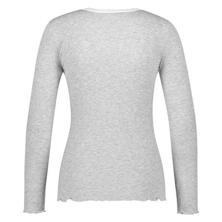 LS ribtop R-neck, Grå