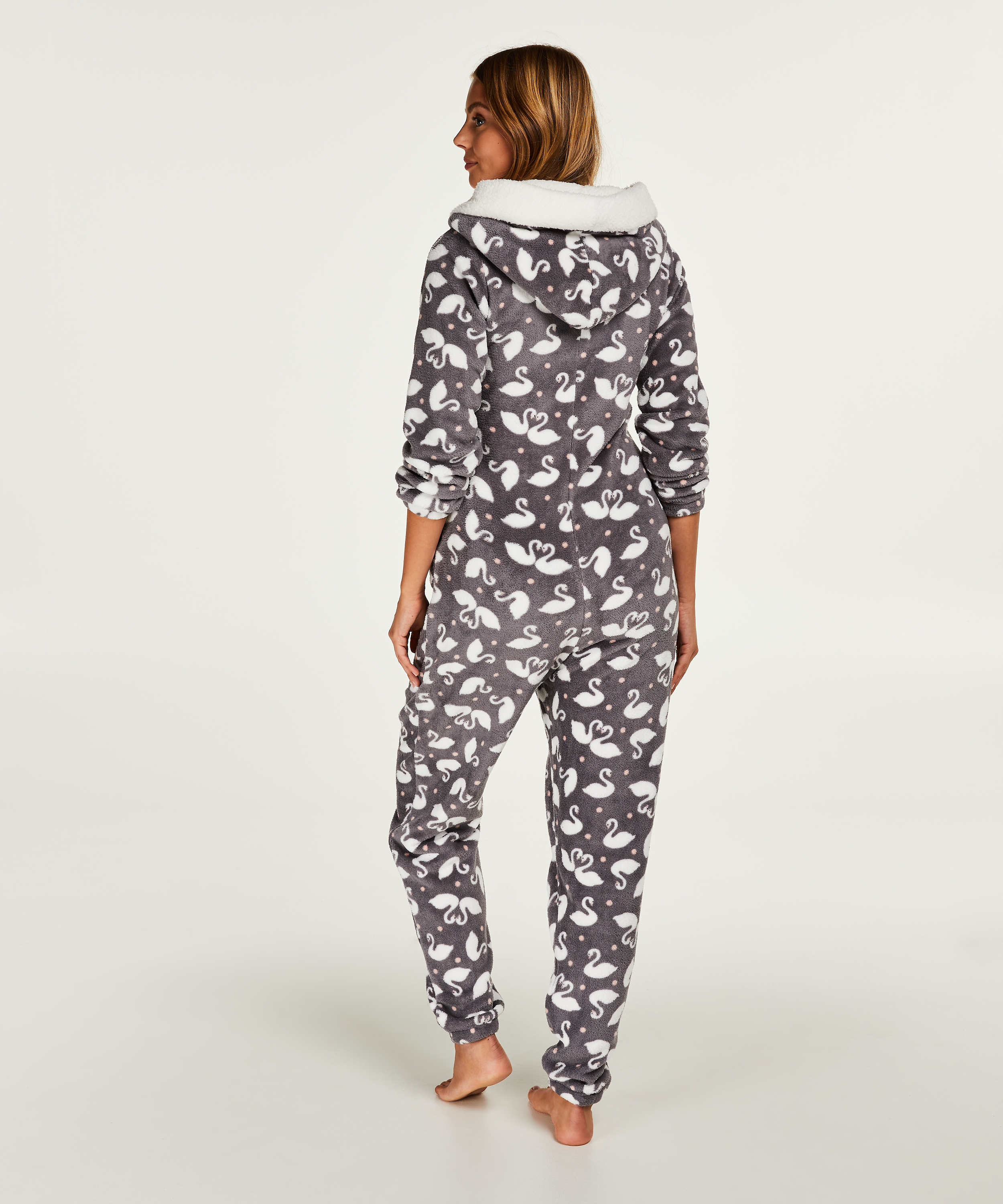 Onesie-jumpsuit Fleece, Grå, main