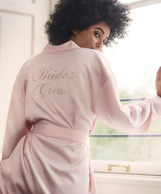 Satin kimono Brides Crew, pink