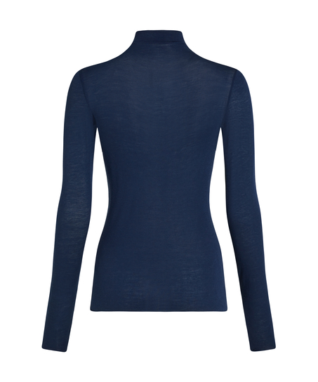 super soft rullekrave bluse med cashmere, Bl&aring;