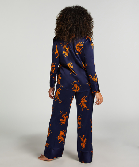 Langærmet satinjakke, Blå