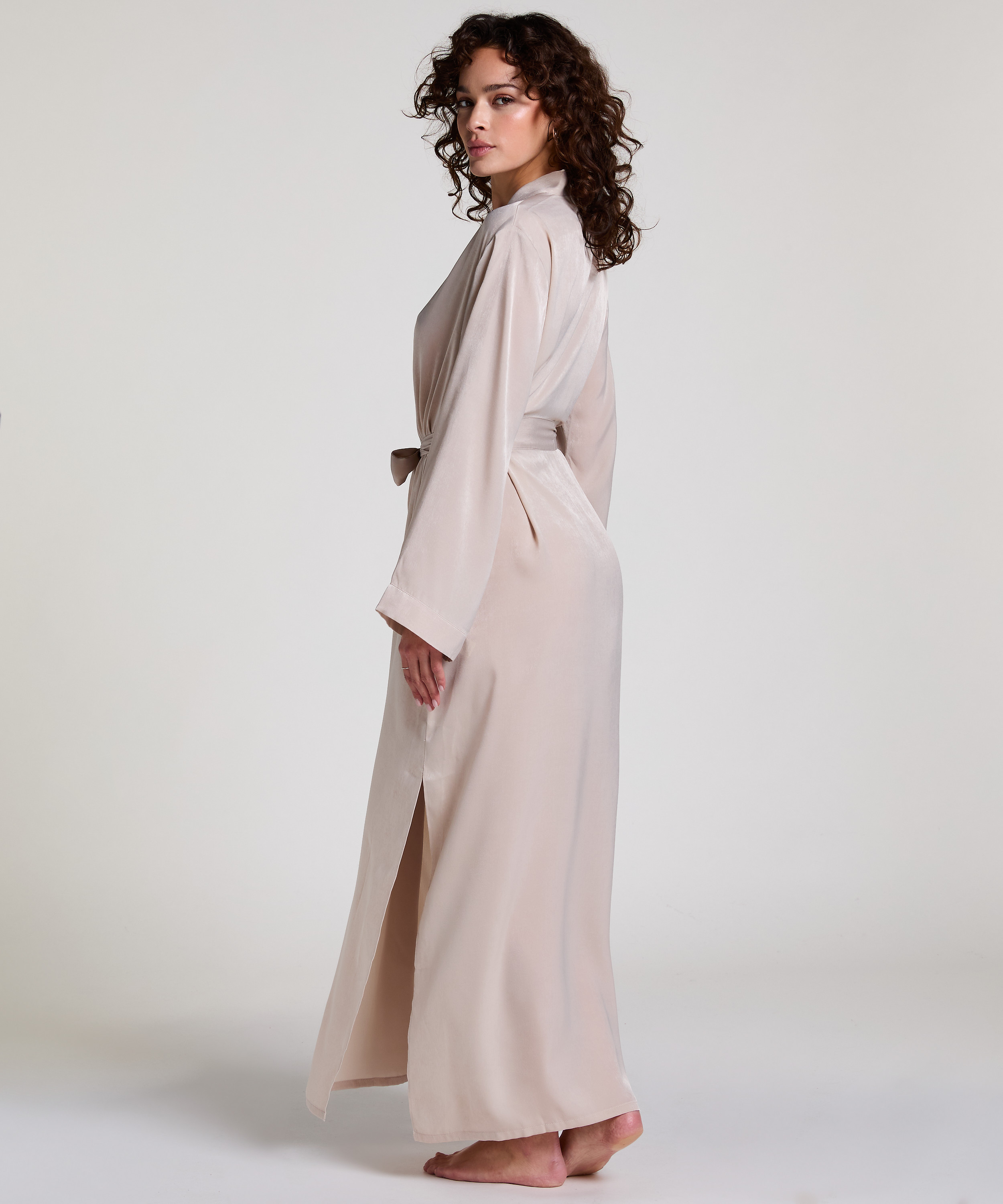 Satin kimono, Beige, main