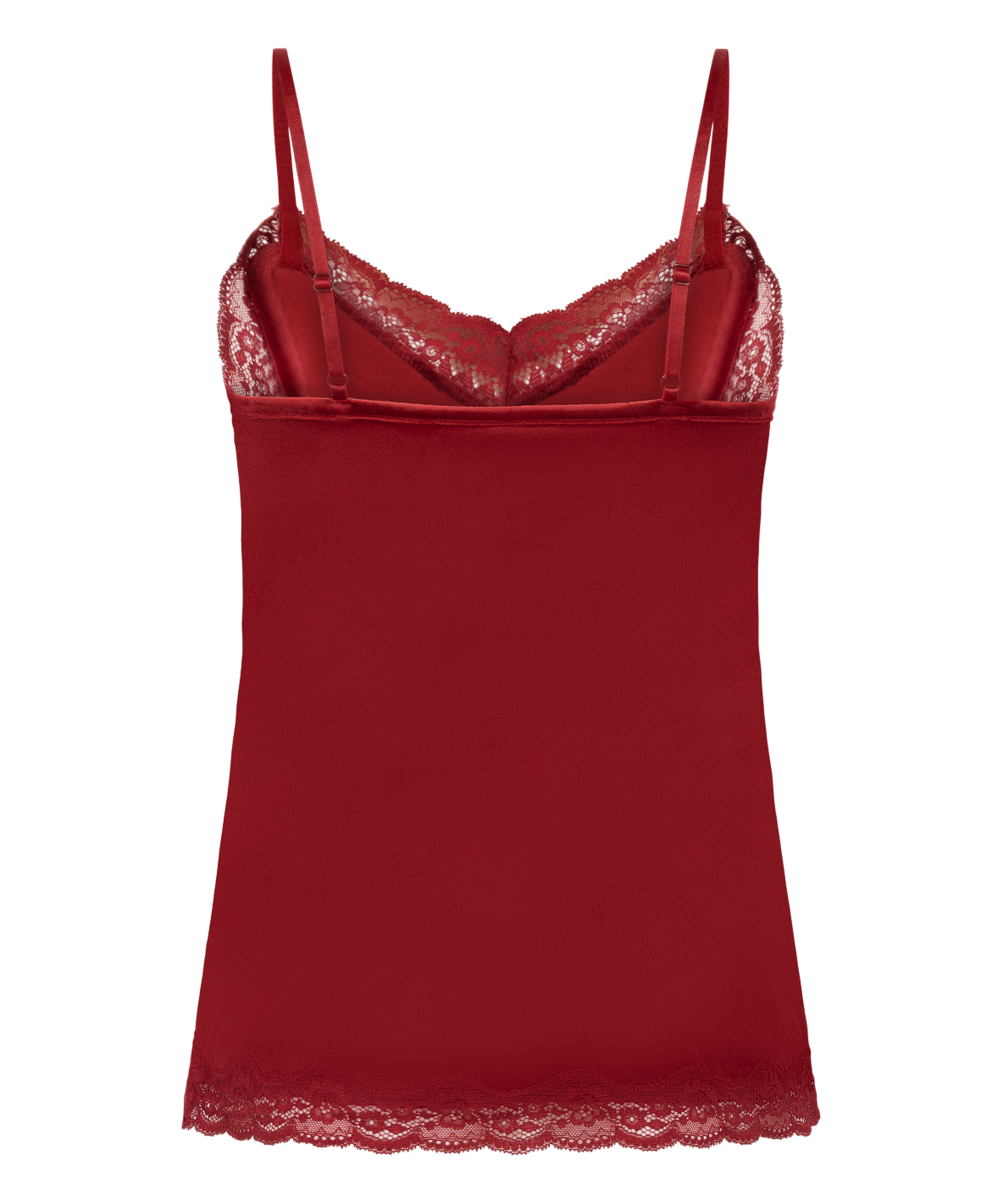 Cami top Velours Lace, Rød, main