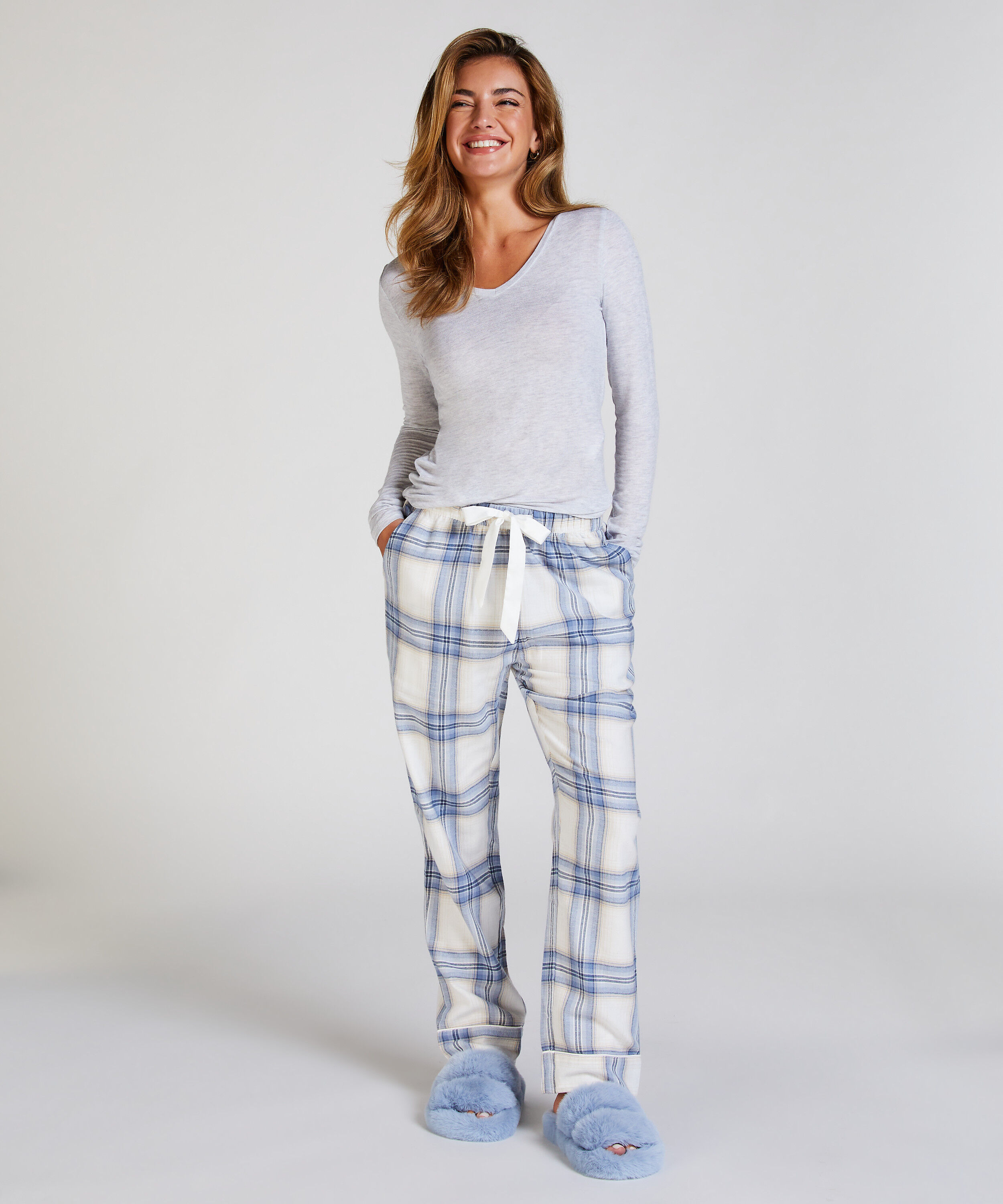 Pyjamasbukser af flonel, Blå
