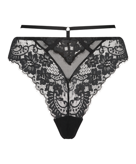 G-streng med h&oslash;j benudsk&aelig;ring Lidia, Sort