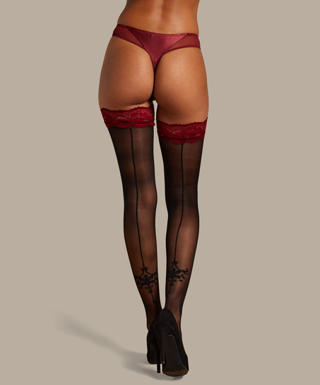 Selvsiddende strømper 20 Denier Noir Zoe, Rød