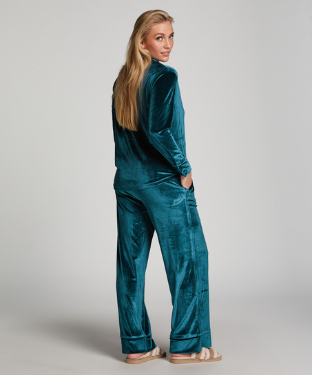 Joggingbukser Velours, Bl&aring;