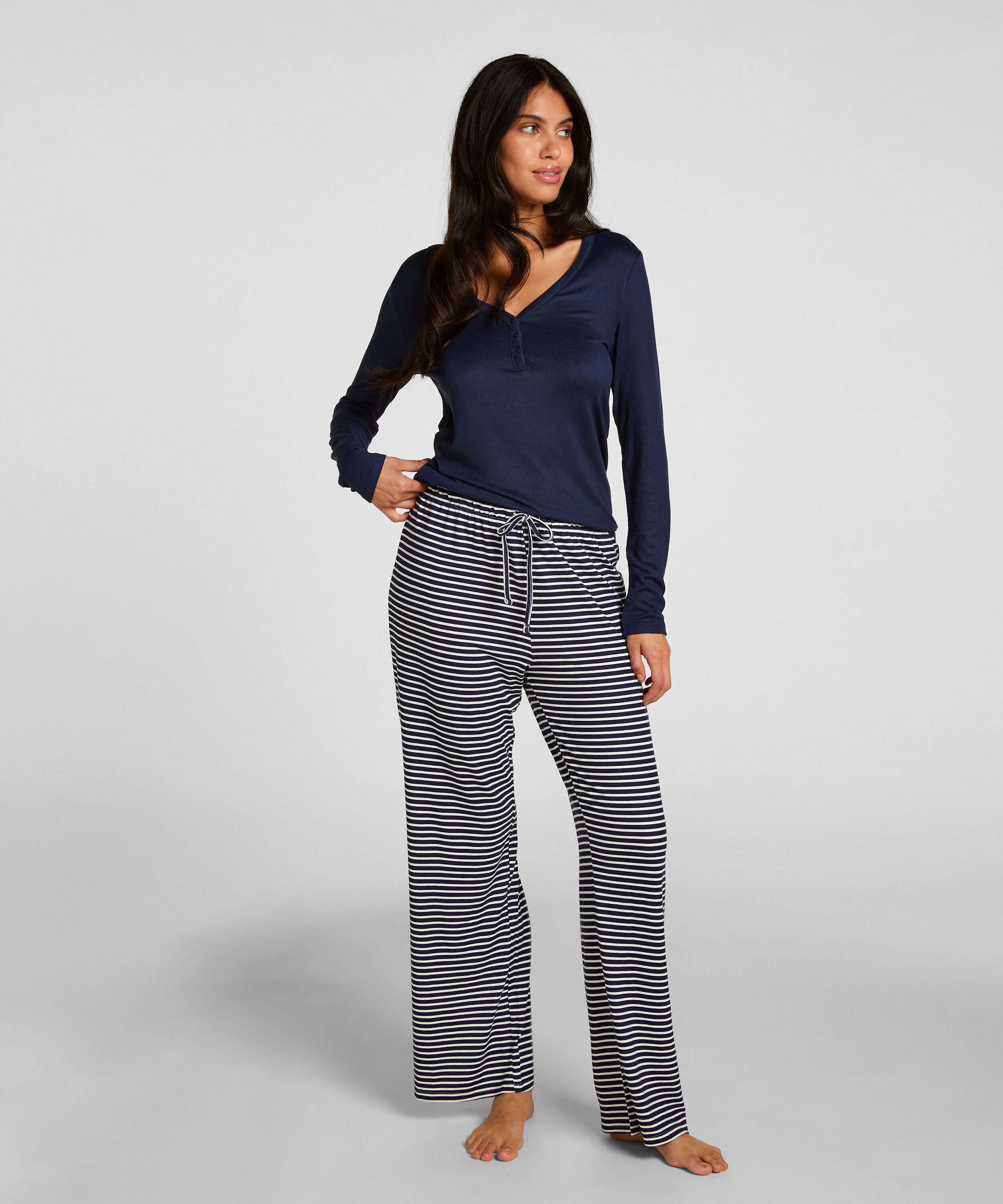 Pyjamas Bukser Jersey Stribet, Blå