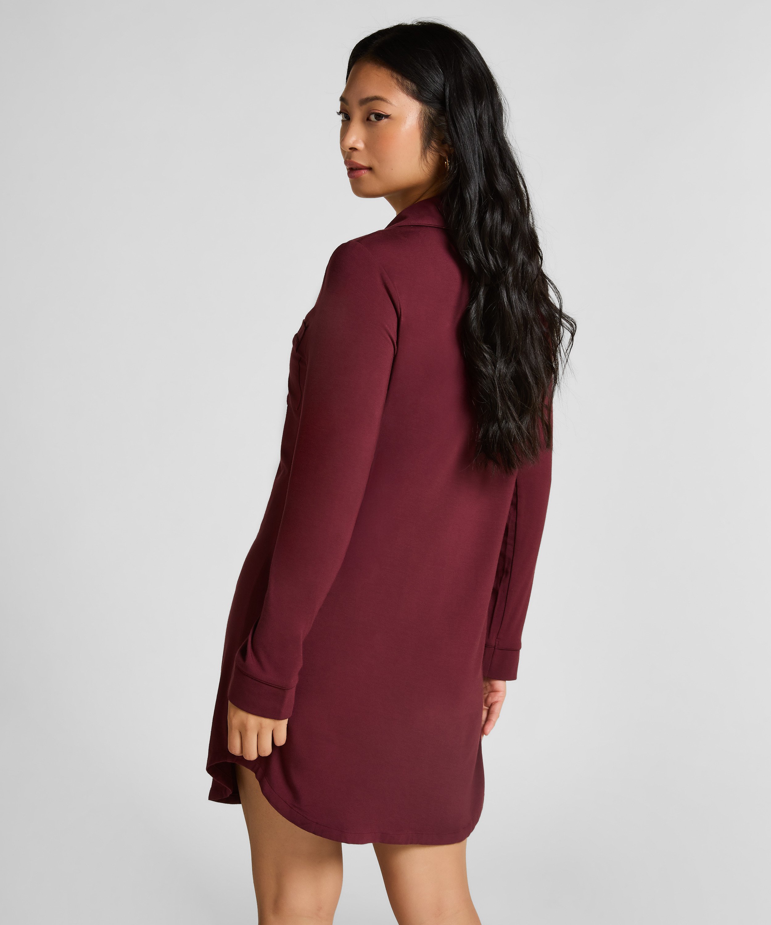 Lang&aelig;rmet jerseyskjortekjole Essential, Lilla, main