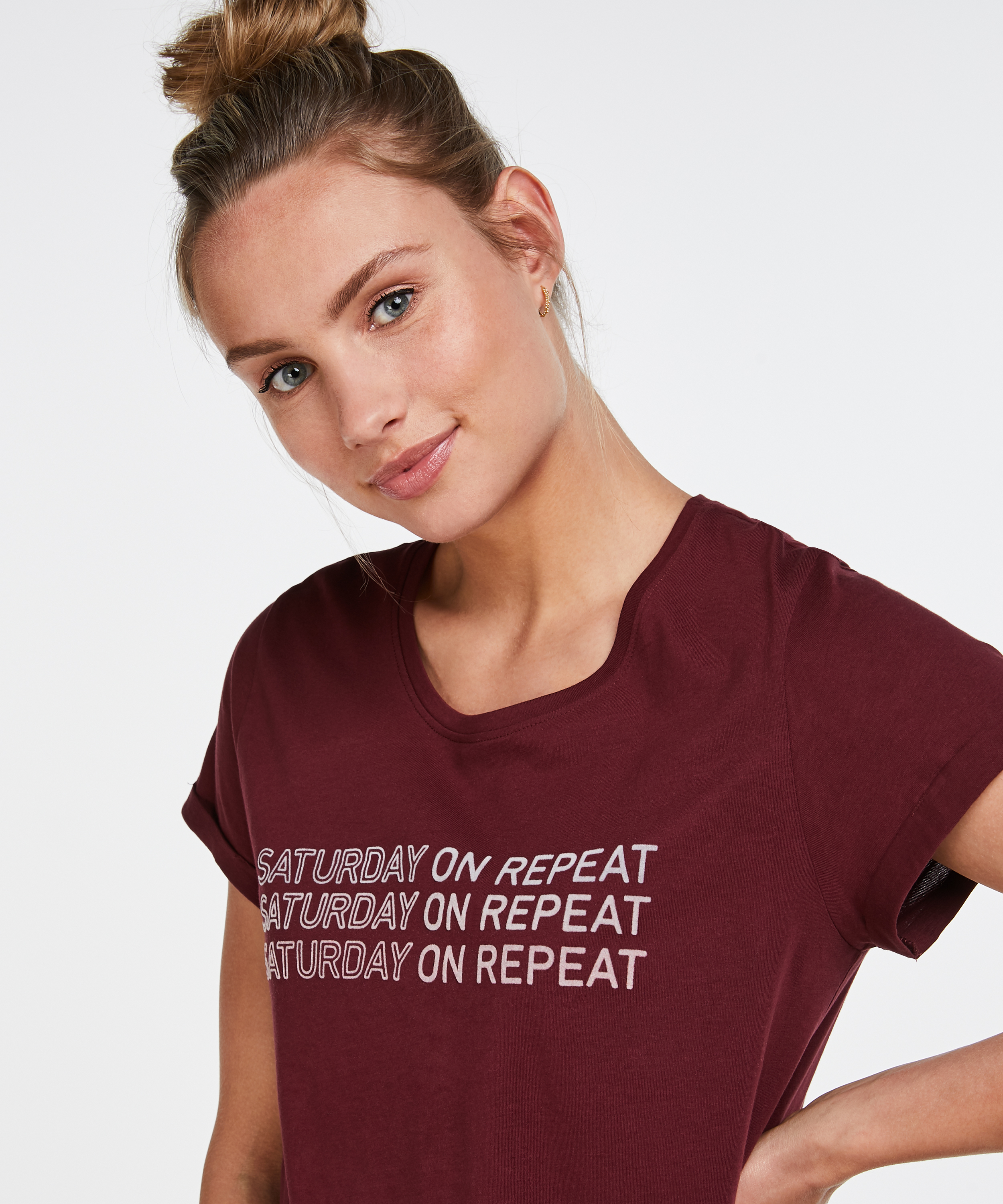 Natskjorte rund hals, Rød, main