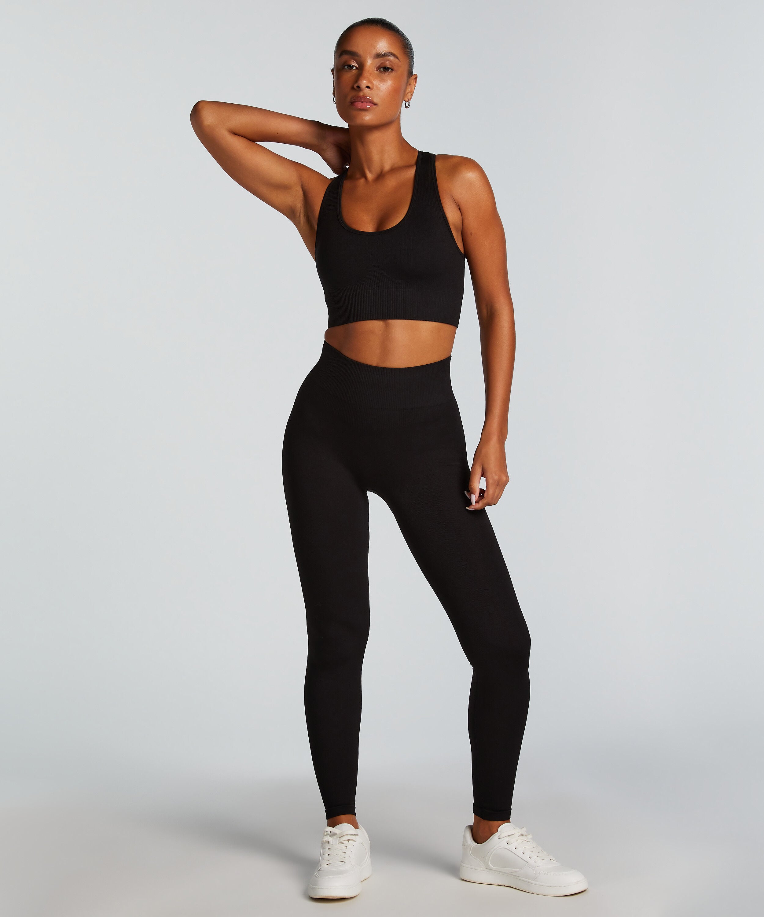 HKMX High waisted sømløse sportsleggings, Sort
