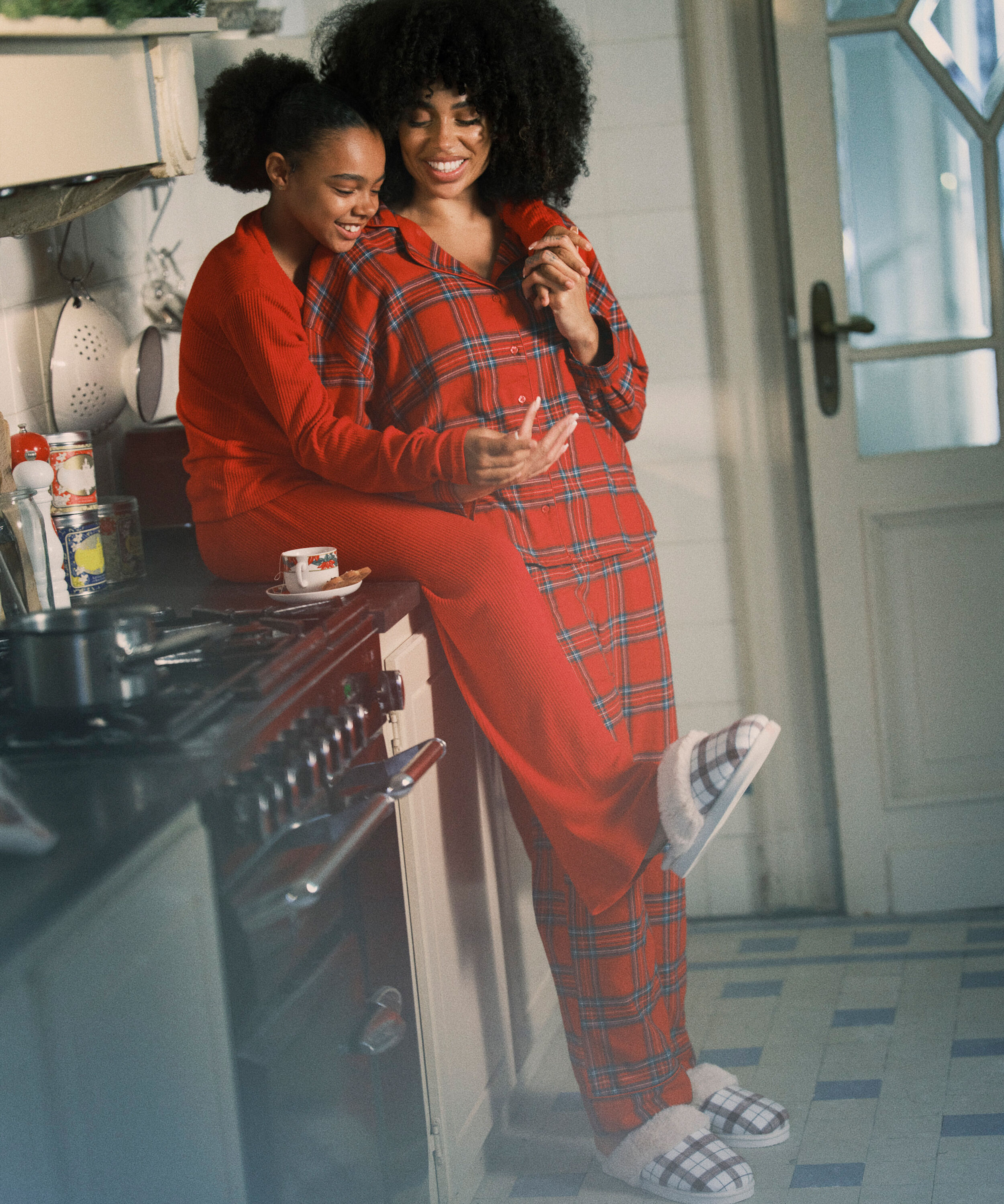 Bukser i b&oslash;rstet jersey, R&oslash;d