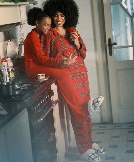 Bukser i b&oslash;rstet jersey, R&oslash;d