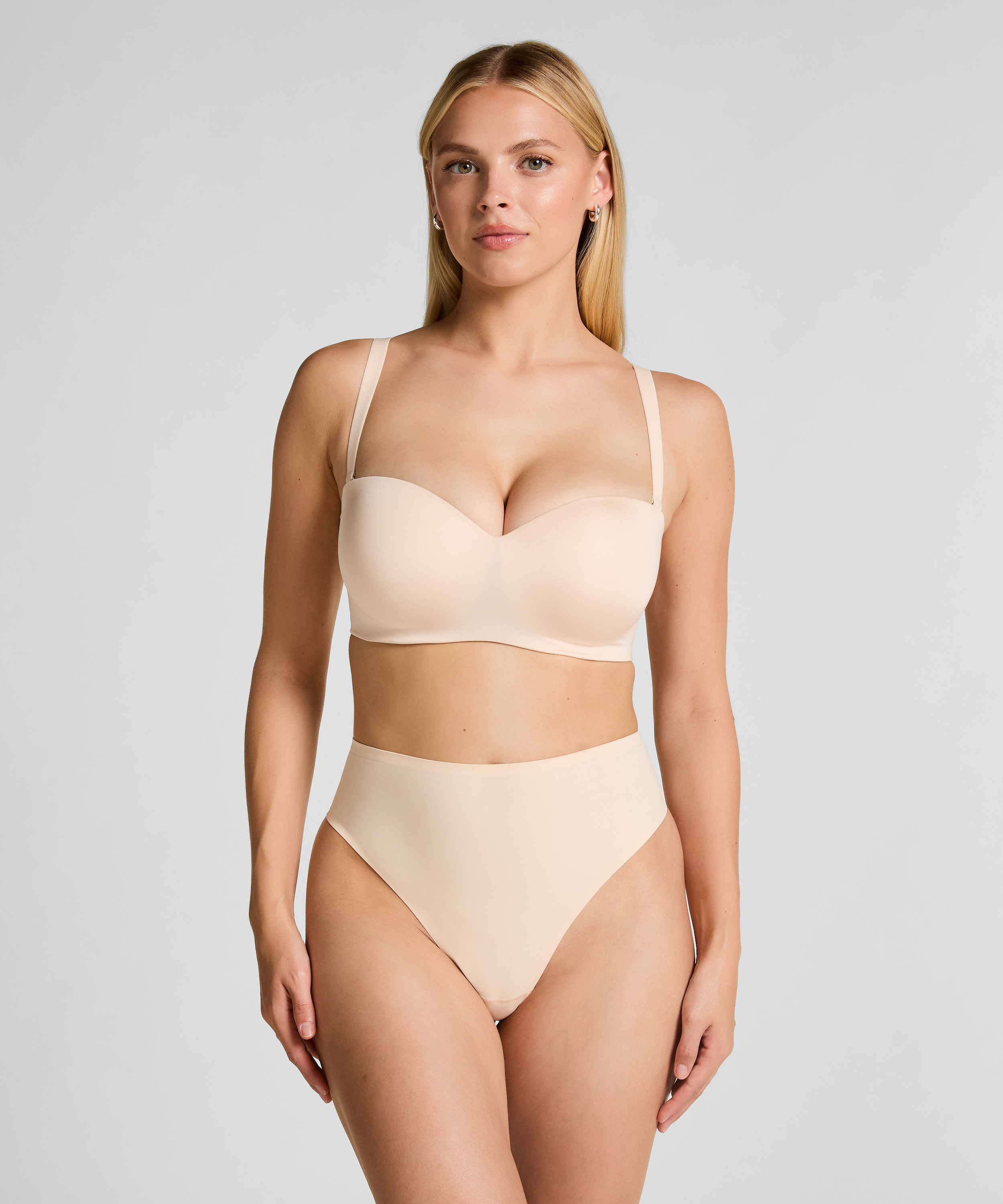 Formstøbt stropløs bøjle-bh med pushup Smooth, Beige, main
