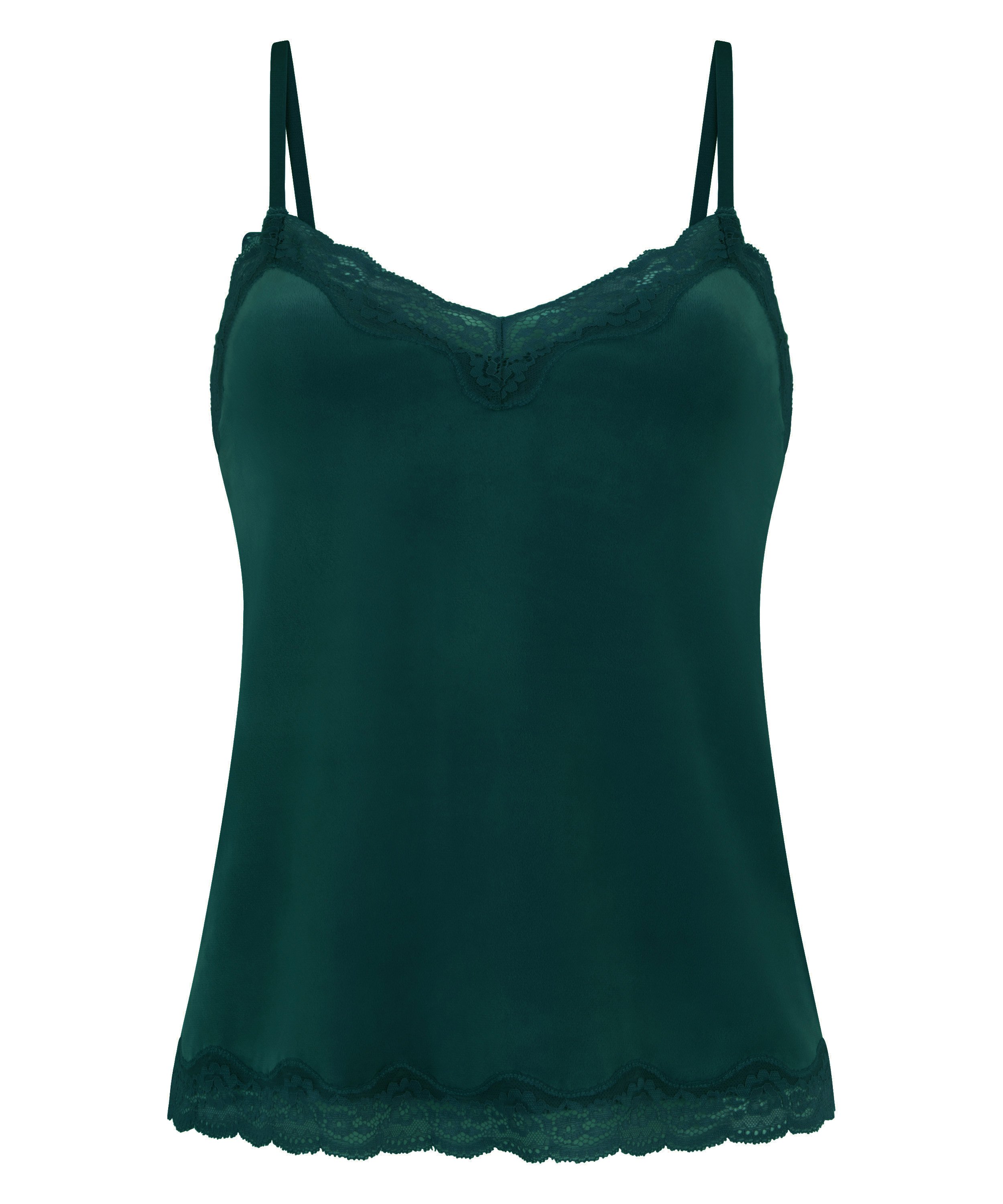 Cami top Velours Lace, Grøn, main